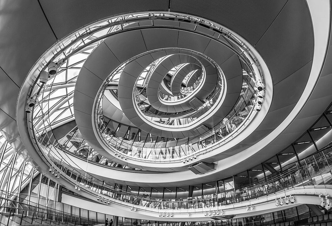 A spiral staircase at City Hall, London