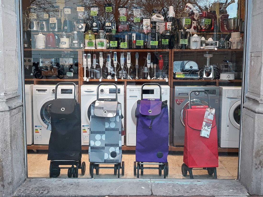 Shopping trolleys in a shop